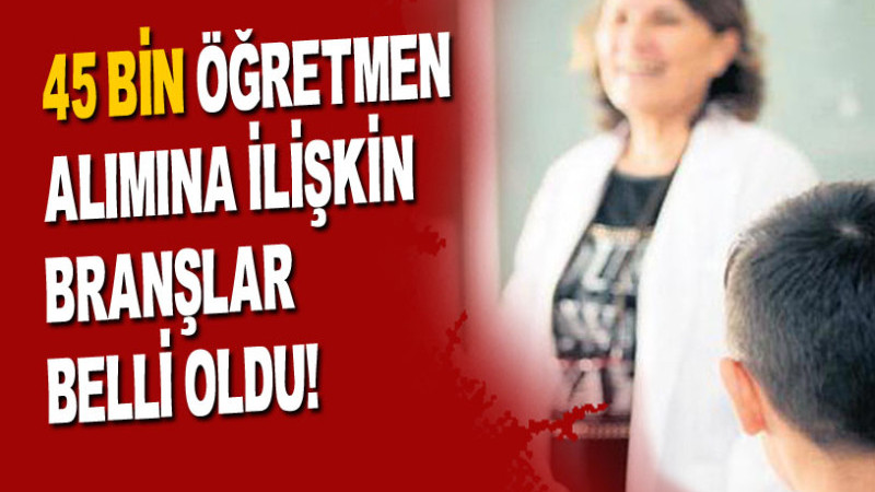 45 BİN ÖĞRETMEN ALIMINA İLİŞKİN BRANŞLAR BELLİ OLDU!